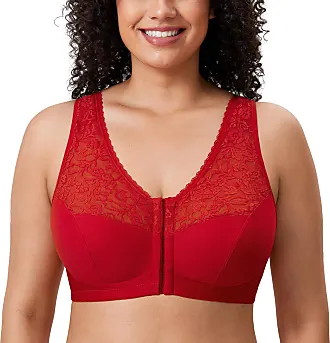 DELIMIRA Women's Sheer Front Closure Full Coverage Lace Underwire