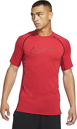 Nike Men's Pro Dri-FIT 3/4 Sleeve Baseball Top Shirt Gray Heather/Red (as1,  Alpha, l, Regular, Regular)