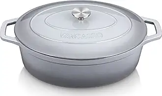 vancasso 2 qt. Round Enameled Cast Iron Dutch Oven in Cream with