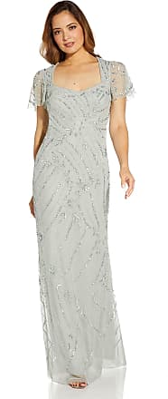 Adrianna Papell Womens Beaded Long Dress, Frosted SAGE, 10