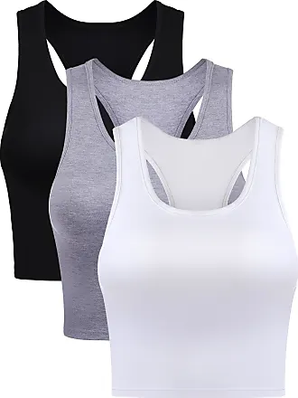 Boao 4 Pieces Crop Tops for Women, Basic Workout Tops Spaghetti Strap Tank  Tops Sleeveless Racerback Cami for Sports Gym