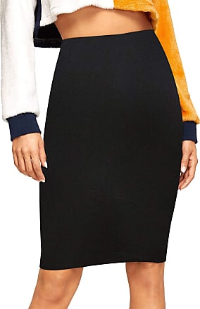 SheIn Women's Plus Size High Elastic Waist Bodycon Solid Short Mini Pencil Skirt 