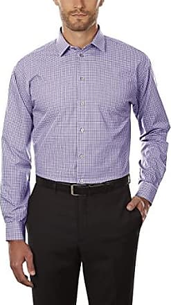 Kenneth Cole Unlisted by Kenneth Cole Mens Dress Shirt Regular Fit Checks and Stripes (Patterned), Purple, 17-17.5 Neck 32-33 Sleeve