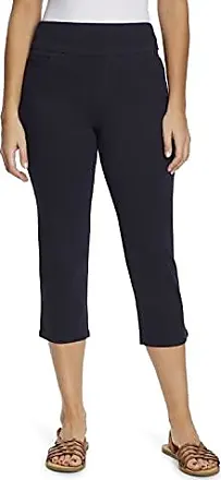 Women's Plus-Size Pull-On 17in Stretch Capris with Pearl Button 