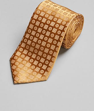 Jos. A. Bank Mens Reserve Collection Medallion Tie - Long, Gold, EXTRA LONG