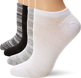 Hanes Womens Shoe Size: 8-12 Lightweight Breathable Super No Show Socks, 6-Pair Pack, Black/Grey Accent Design