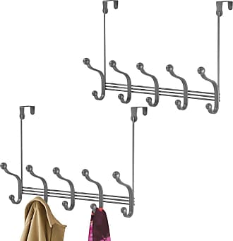 mDesign Decorative Over Door Long Easy Reach 12 Hook Metal Storage Organizer Rack to Hang Jackets Hoodies Clothing Coats Purses Bath Towels & Robes Hats Bronze Scarves Leashes 
