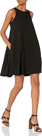 Nanette Lepore Womens Slvls Crepe Trap Dress with Applique, Very Black, 10