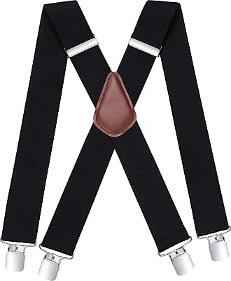 AISENIN Mens Suspenders Adjustable Elastic Heavy Duty 2 Inch Wide X Back Suspenders with 4 Strong Clips 