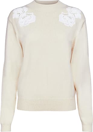 Damen Bekleidung Pullover und Strickwaren Pullover Chloé Woll-Cashmere-Stoffhose Beige in Weiß 