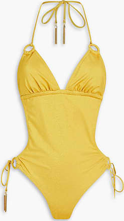 Louis Vuitton Pleated Front One-Piece Swimsuit Fluorescent Yellow. Size 40