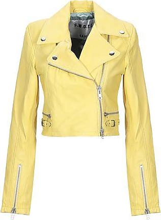 Ladies Real Leather Yellow Biker Style Fashion Jacket Size UK 6-18
