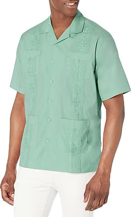 Cubavera Men's Short Sleeve Cuban Camp Shirt with Contrast Insert Panels at  Men’s Clothing store 