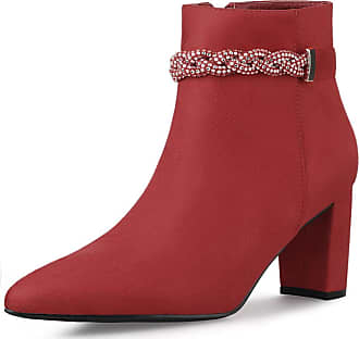 red heeled ankle boots uk