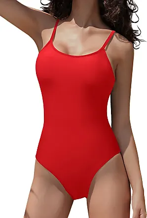 SHEKINI Women's Sexy V Neck One Piece Thong Ribbed Swimsuit High Cut  Backless Bathing Suit (Red, X-Small) : : Clothing, Shoes &  Accessories