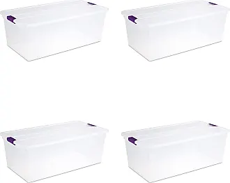 Sterilite 66 Qt ClearView Latch Storage Box, Stackable Bin with Latching  Lid, Plastic Container to Organize Clothes in Closet, Clear Base, Lid,  6-Pack