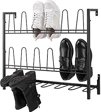 TXT&BAZ 27-Pairs Portable Boot Rack Double Row Shoe Rack Covered with  Nonwoven Fabric(7-Tiers Black)