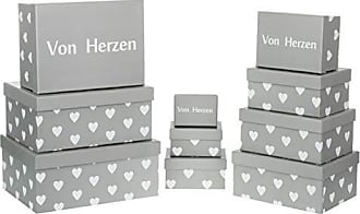 Motiv 2 Brandsseller 13er Set Aufbewahrungsboxen mit Deckel verschiedene Größen Geschenkboxen stabiler Karton Schwarz/Grau/Weiß 