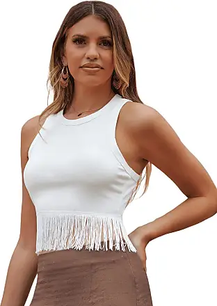 Floerns Women's Solid Mock Neck Sleeveless Basic Crop Tank Top A White XS  at  Women's Clothing store