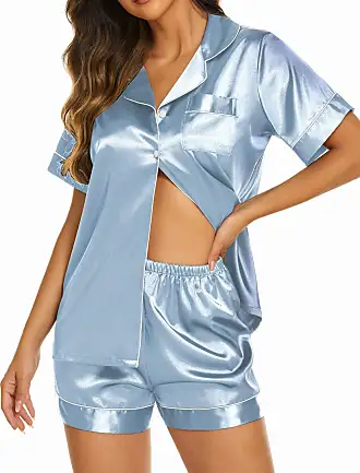 Ekouaer Pajamas Set Sexy Women Satin Sleepwear Lingerie 2 Piece Silk Pjs  Cami top and Shorts Sleep Camisole Nightwear Gift 