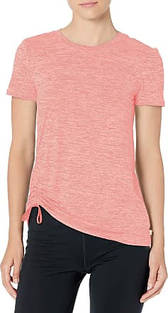 Danskin Womens Side Scrunch Short Sleeve T-Shirt, Baked Coral Space Dye, Medium