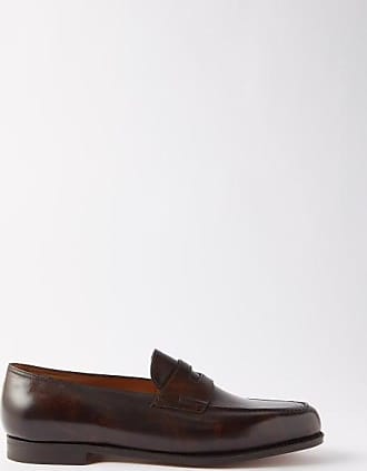 for Men John Lobb Thorne Grained Leather Loafers in Brown Black Mens Slip-on shoes John Lobb Slip-on shoes 