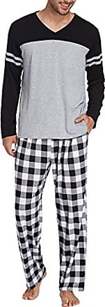 Männer Hausanzug Nachtwäsche 2-teilig Schlafanzug Langarm Shirt und Pyjamahose
