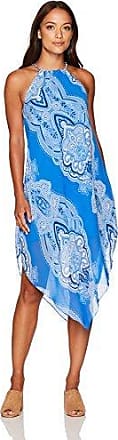 Tiana B. Tiana B Womens Chiffon Print Asymmetrical Hem Dress Petite, Blue, L
