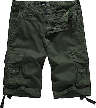 Olive Green Hering Mens Cargo Shorts 100% Cotton 26-40 CLEARANCE 