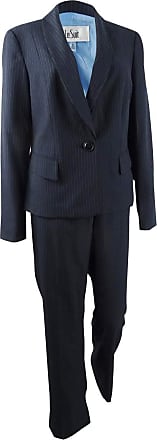 Le Suit Womens 1 Button Shawl Collar Pant Suit, Black/Forever Blue, 8