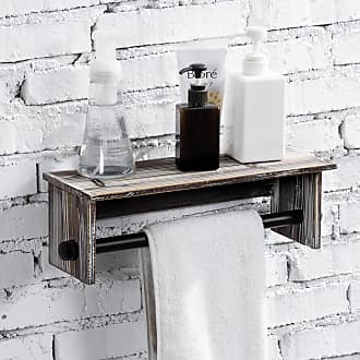 MyGift Shabby Whitewashed Wood Wall Mounted Bathroom Paper Towel Holder Dispenser 