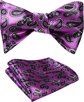 Purple Paisley Silk Self Tie Bow Tie and Pocket Square 
