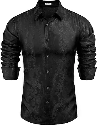 COOFANDY Mens Dressy Casual Shirt Short Sleeve Wedding Dress Shirts