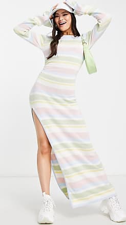 NA-KD X Lovisa Wallin knitted maxi dress with split in rainbow stripe-Multi