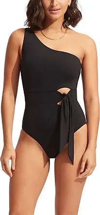 Seafolly Women's Standard Long Sleeve One Piece Surfsuit with Zip Front  Swimsuit, Birds of Paradise Black at  Women's Clothing store