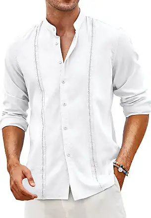 COOFANDY Men's Short Sleeve Cuban Guayabera Shirt Relaxed Fit Cotton Linen  Shirt Casual Summer Beach Button Down Shirts, Beige, Small : :  Clothing, Shoes & Accessories