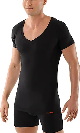 ALBERT KREUZ  Laser cut seamless tank top undershirt deep scoop neck  stretch cotton black