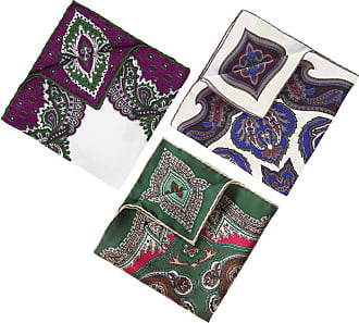 SANTOSTEFANO Paisley Purple Black Silk Pocket Square Handkerchief NWT $150!