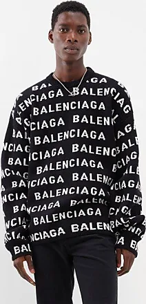 Balenciaga Monogram Logo Wool Blend Sweater Mens Blue