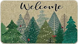 Memorial Day Door Mat Outdoor,Christmas Door Mat Front Door Indoor,Anti-Slip  Christmas Doormat,Christmas Welcome Mat,Christmas Jute Winter Snow  Christmas Tree Door Mat 