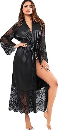Black Push Up Bra Sleepwear Women Sexy Nightgown Pajamas Ruffle Night Dress  Backless Transparent Lace Bow Lingerie Robe Homewear