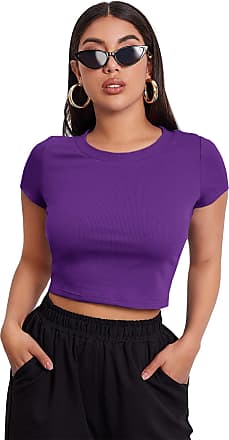 Dark Purple Tunic Crop Top for Women The T Shirt Fit Wear Zip Crop