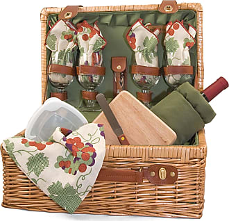 Adeline Collection Picnic Time Napa Picnic Basket with Wine and Cheese Service for Two