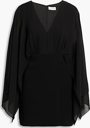 Halston Synthetic Rylee Chiffon-paneled Stretch-crepe Mini Dress in Black Womens Clothing Suits Skirt suits 