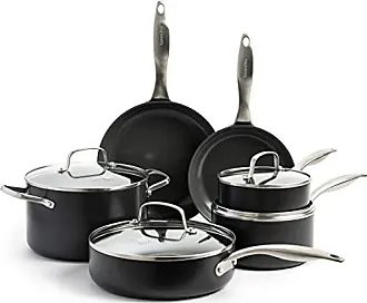  GreenPan Chatham Prime Midnight Hard Anodized Healthy Ceramic  Nonstick, 5 Piece Cookware Pots and Pans Set, Mixed Cooking Utensils,  Stainless Steel Handles, PFAS-Free, Dishwasher Safe Oven Safe, Black: Home  & Kitchen