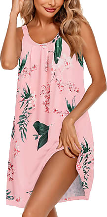 Ekouaer Womens Nightgown Sleeveless Sleepwear Wide Strap Sleep Shirt Pleated Scoopneck Nightshirt S-XXL 