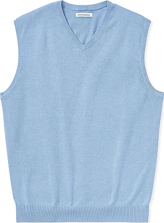 New Ex M&S Mens Blue Slipover Jumper Vest Cotton Sleeveless Pullover Size S-XXL 