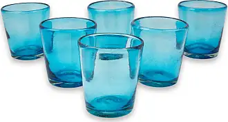 Handblown Recycled Glass High Ball Glasses 8 oz - Aquamarine Kiss