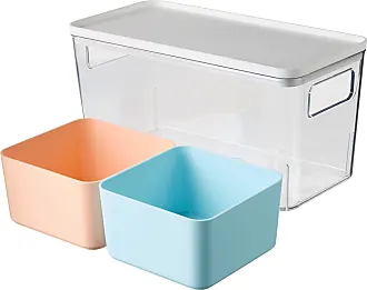 Rosanna Pansino x iDesign Recycled Plastic Open Front Kitchen Storage Bin with Lid, Clear Bin/Marshmallow Lid, 12 x 12 x 6