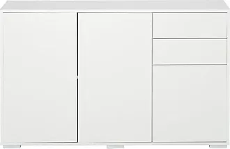 HOMCOM Buffet de rangement placard de cuisine meuble de rangement 2 portes  vitrées avec étagère réglable 3 tiroirs porte-bouteilles et support à  verres - 120 x 40 x 87 cm blanc